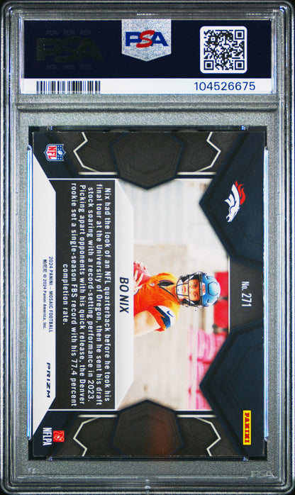 2024 Panini Mosaic #271 Bo Nix Reactive Blue PSA 9