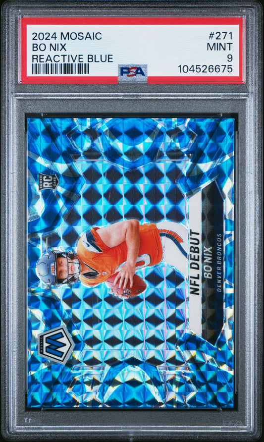 2024 Panini Mosaic #271 Bo Nix Reactive Blue PSA 9