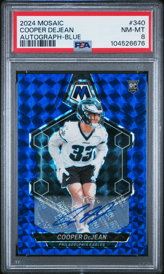 2024 Panini Mosaic #340 Cooper Dejean Autograph-Blue/99 PSA 8