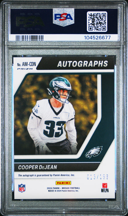2024 Panini Mosaic Autographs Mosaic #AMCDN Cooper Dejean Red/199 PSA 9