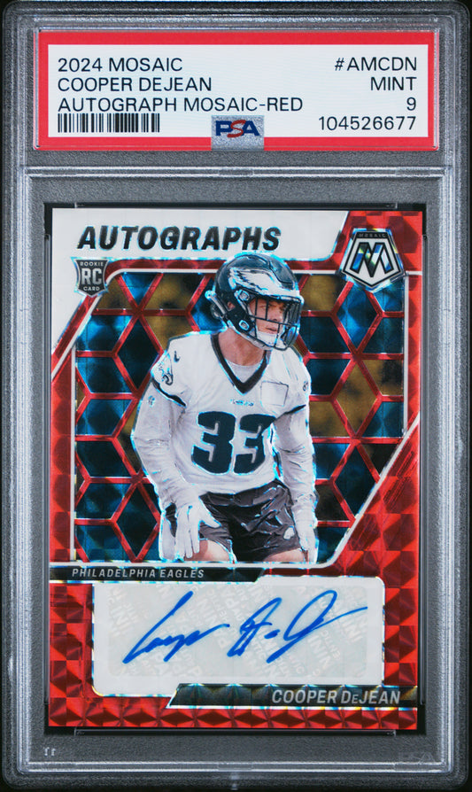2024 Panini Mosaic Autographs Mosaic #AMCDN Cooper Dejean Red/199 PSA 9