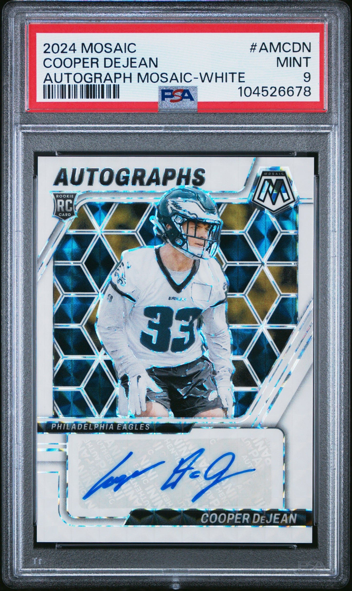 2024 Panini Mosaic Autographs Mosaic #AMCDN Cooper Dejean White/25 PSA 9
