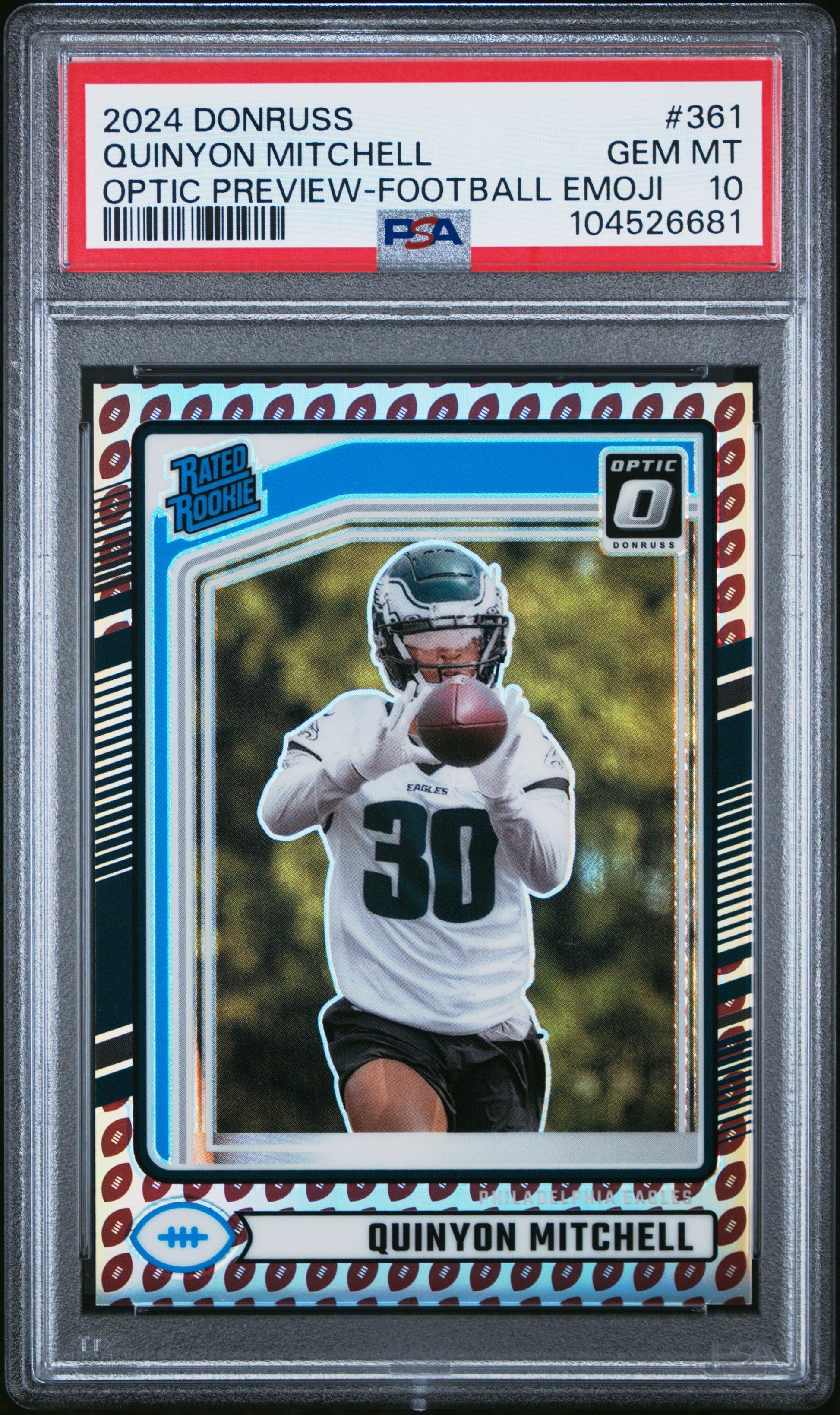 2024 Panini Donruss #361 Quinyon Mitchell Optic Preview-Football Emoji PSA 10