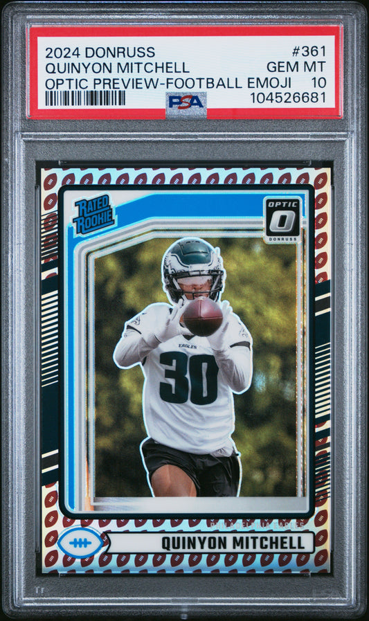2024 Panini Donruss #361 Quinyon Mitchell Optic Preview-Football Emoji PSA 10
