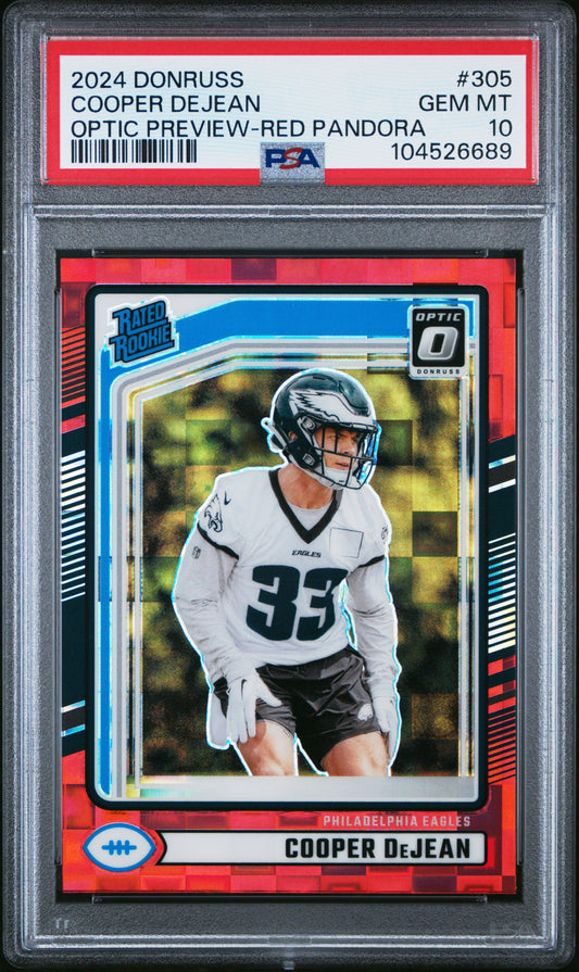 2024 Panini Donruss #305 Cooper Dejean Optic Preview-Red Pandora PSA 10