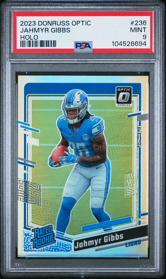 2023 Panini Donruss Optic #236 Jahmyr Gibbs Holo PSA 9