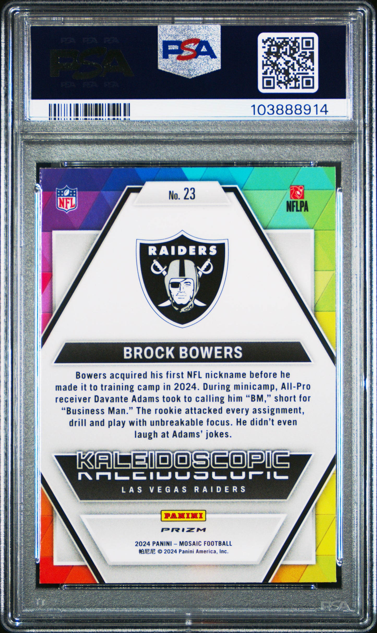 2024 Panini Mosaic Kaleidoscopic #23 Brock Bowers PSA 9