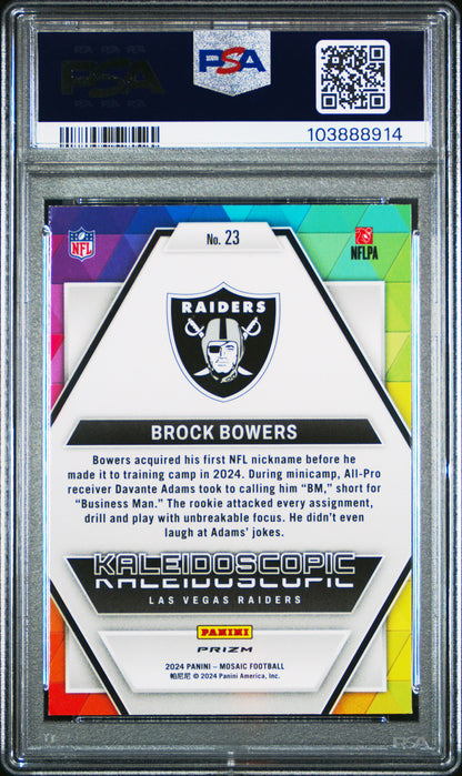 2024 Panini Mosaic Kaleidoscopic #23 Brock Bowers PSA 9