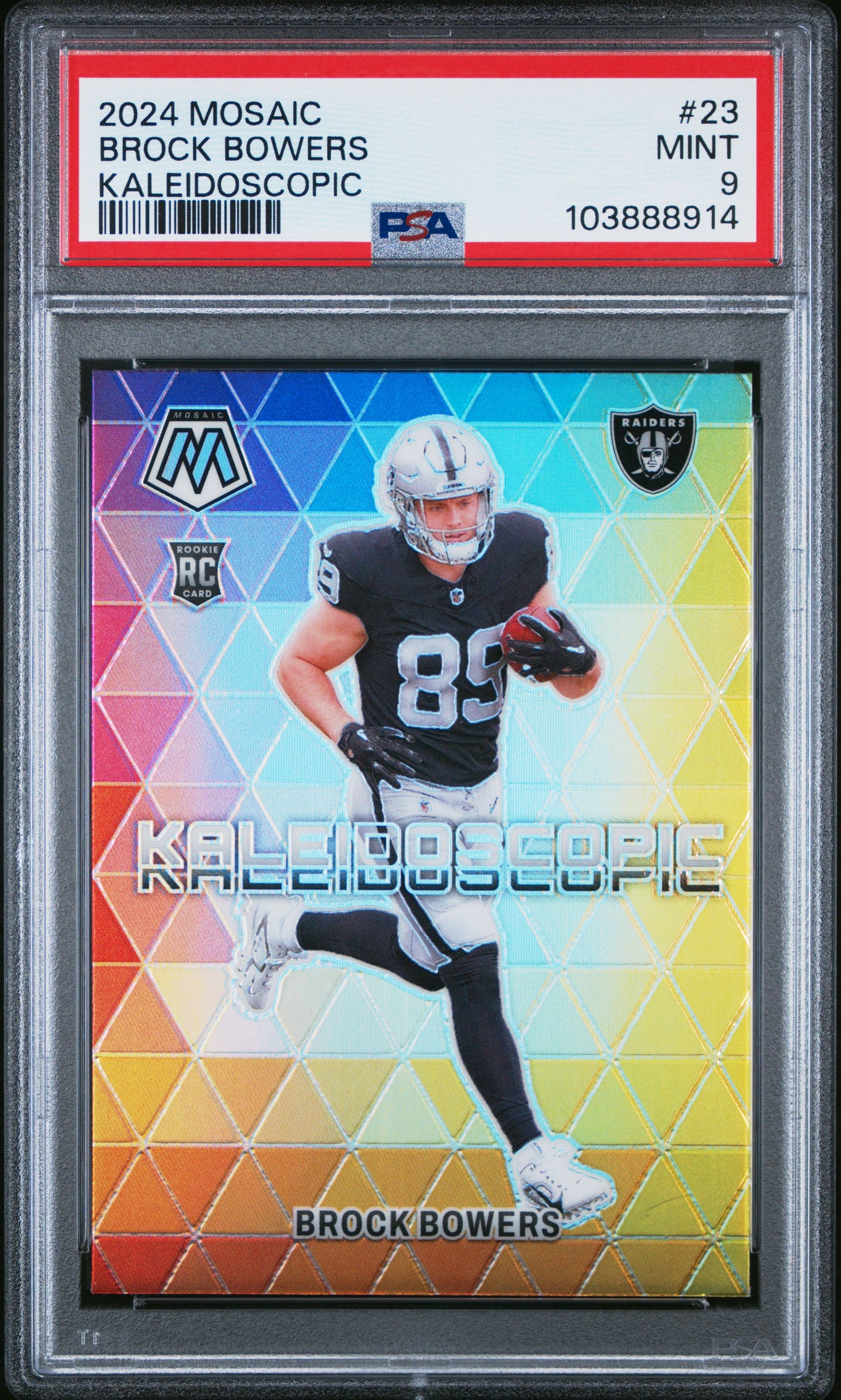 2024 Panini Mosaic Kaleidoscopic #23 Brock Bowers PSA 9