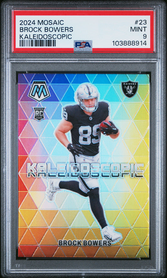 2024 Panini Mosaic Kaleidoscopic #23 Brock Bowers PSA 9