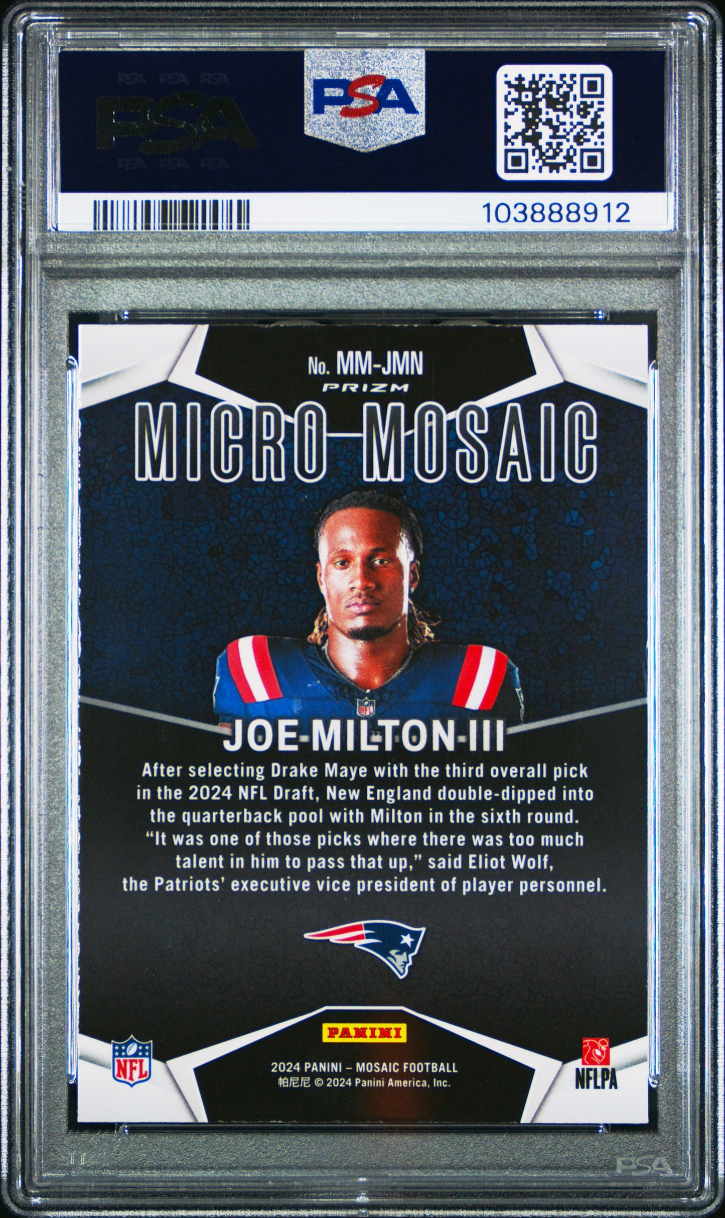 2024 Panini Mosaic Micro Mosaic #MMJMN Joe Milton Iii PSA 9