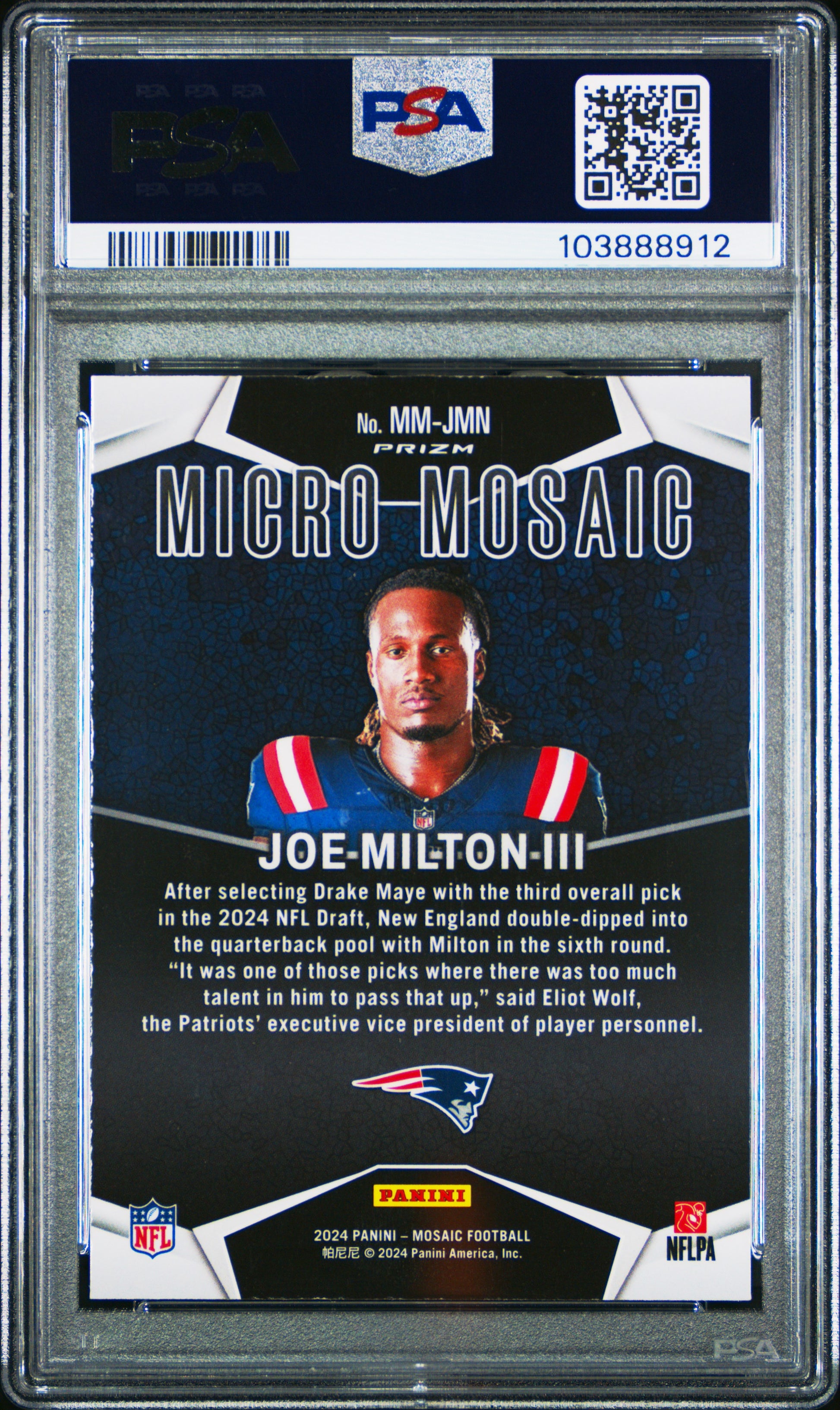 2024 Panini Mosaic Micro Mosaic #MMJMN Joe Milton Iii PSA 9