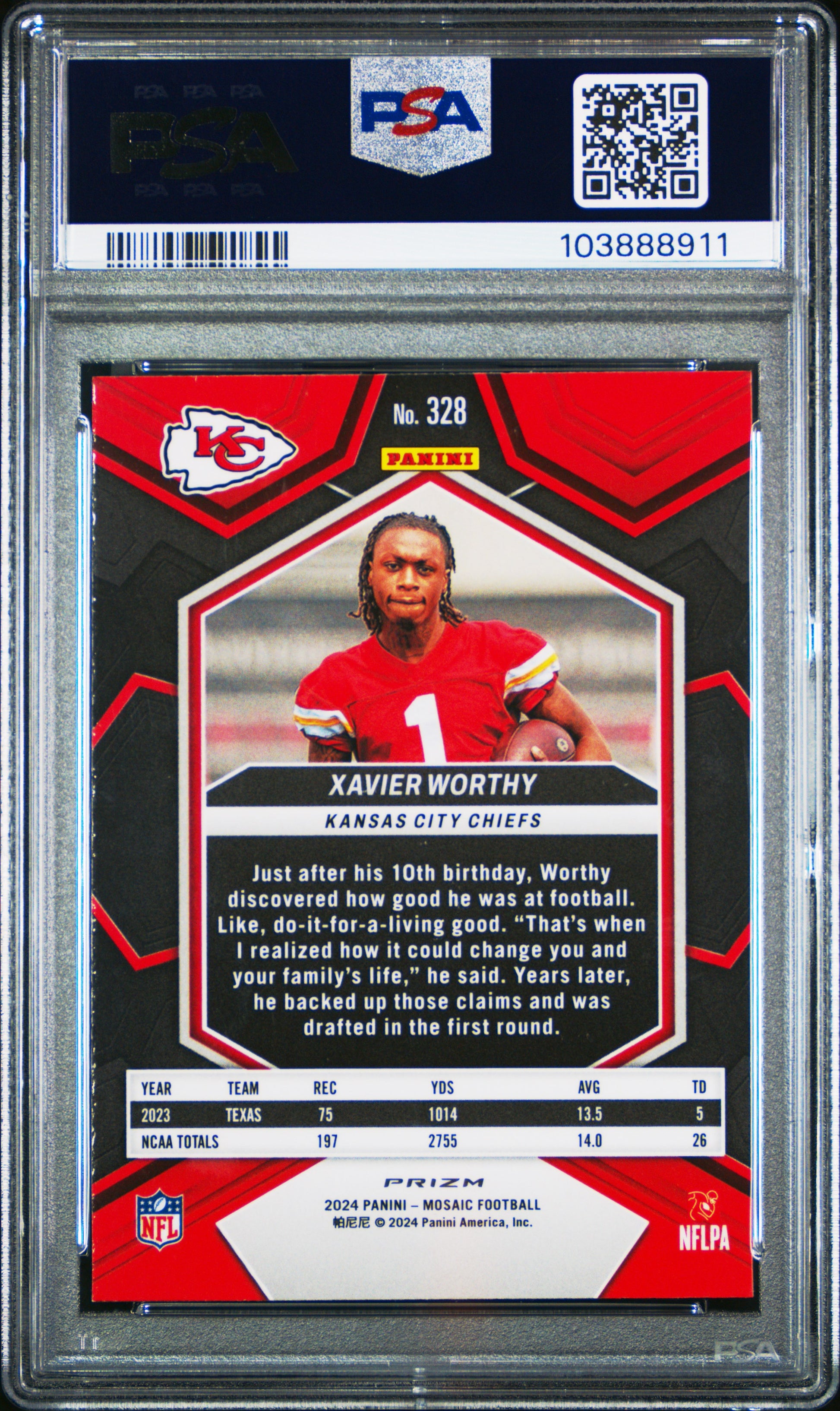 2024 Panini Mosaic #328 Xavier Worthy Silver PSA 10