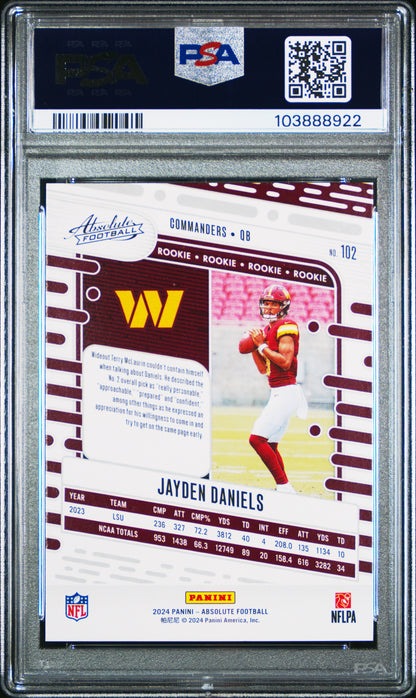 2024 Panini Absolute #102 Jayden Daniels Red And Blue PSA 10