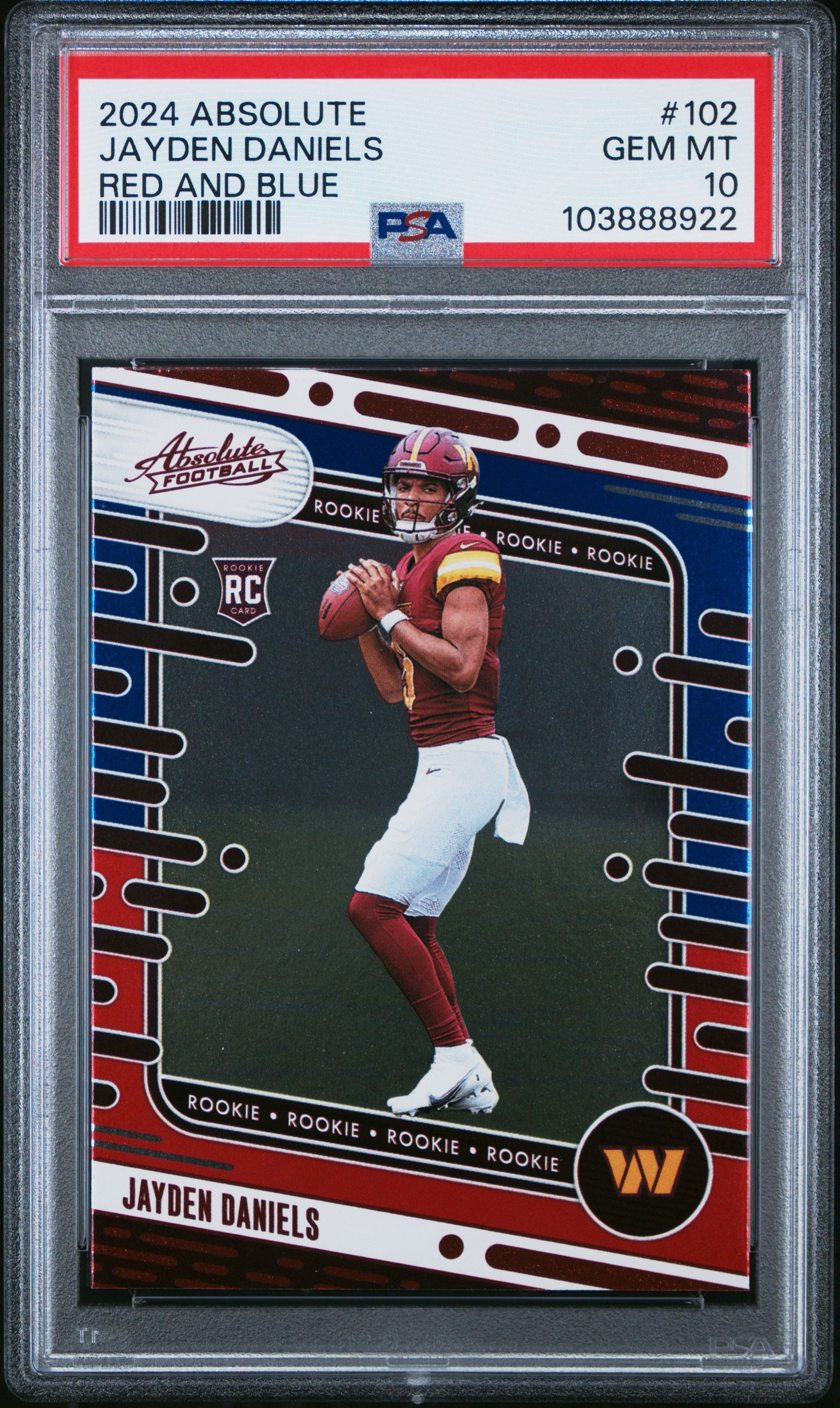 2024 Panini Absolute #102 Jayden Daniels Red And Blue PSA 10