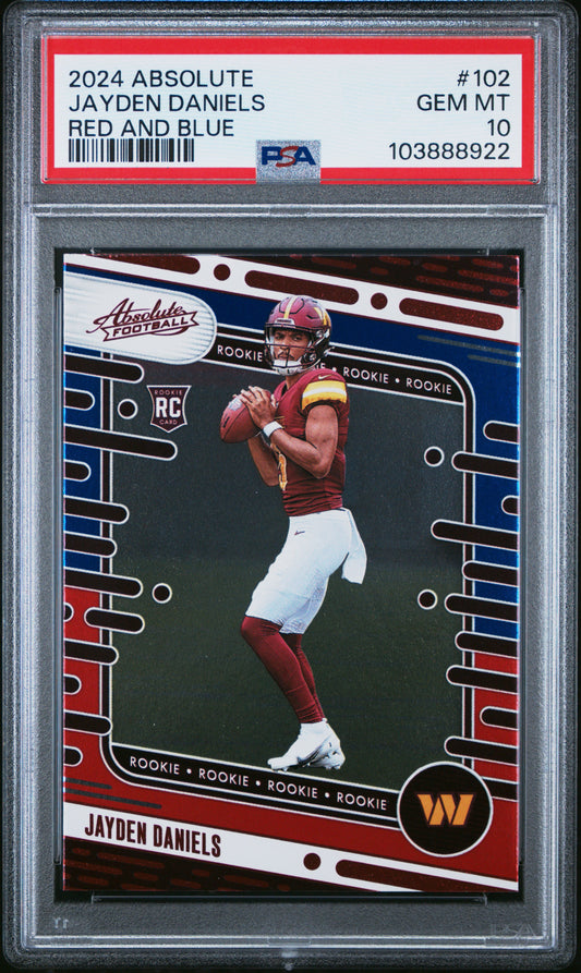 2024 Panini Absolute #102 Jayden Daniels Red And Blue PSA 10