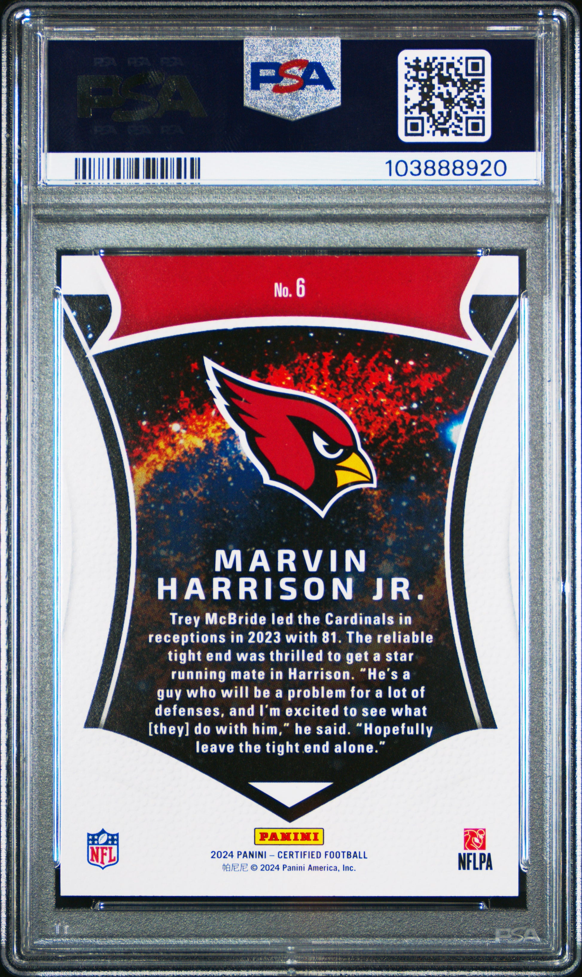 2024 Panini Certified Certified Rookies #6 Marvin Harrison Jr. PSA 10