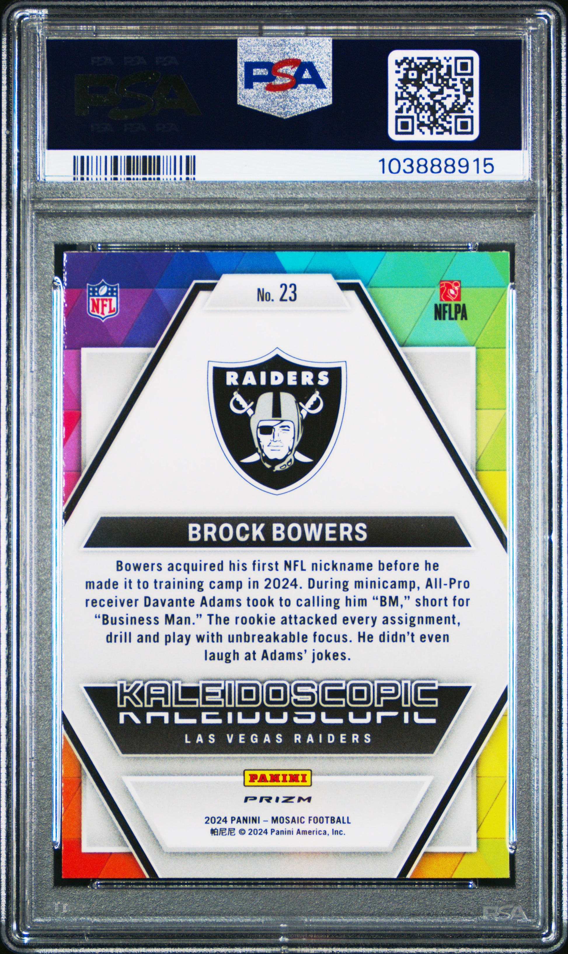 2024 Panini Mosaic Kaleidoscopic #23 Brock Bowers PSA 10