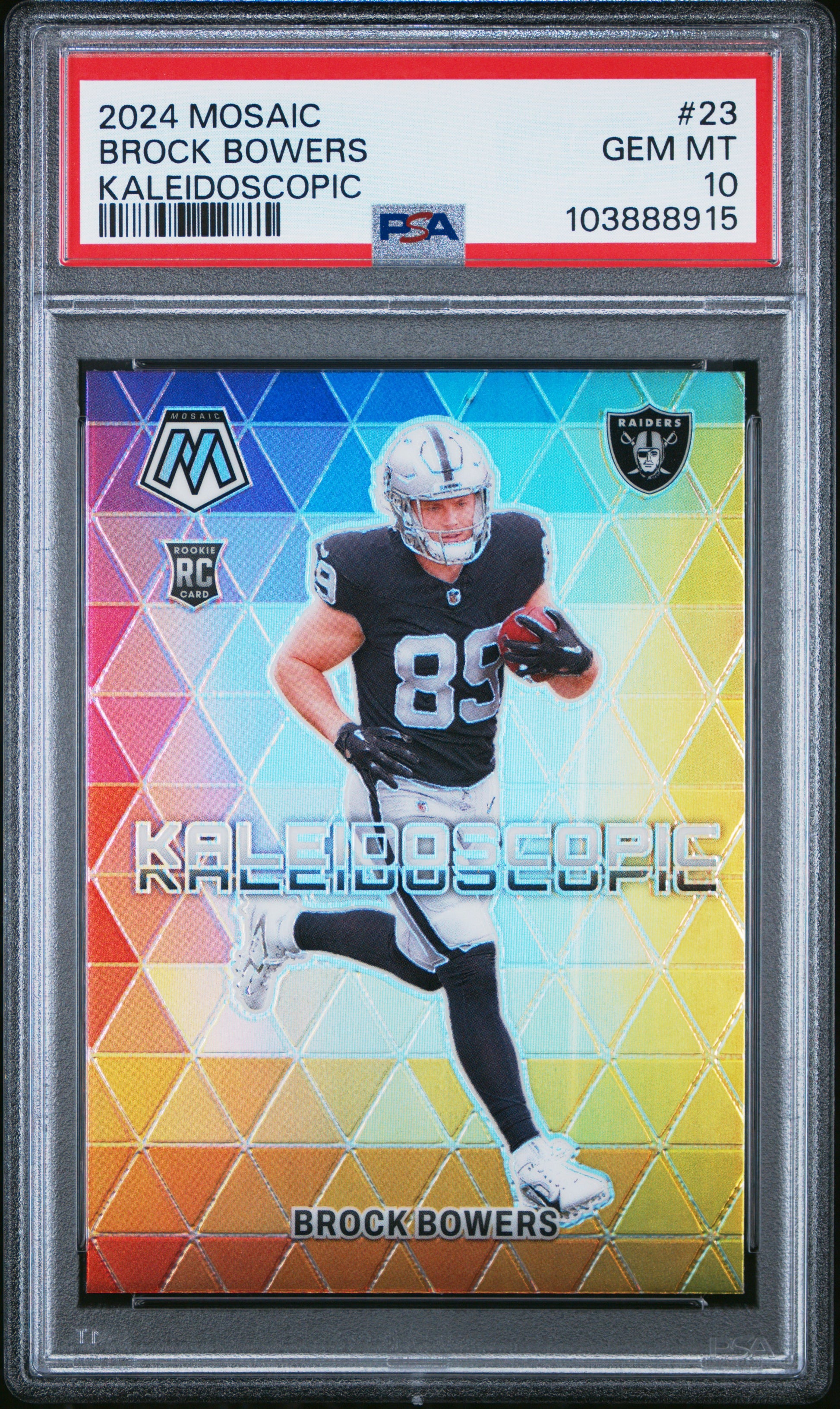 2024 Panini Mosaic Kaleidoscopic #23 Brock Bowers PSA 10