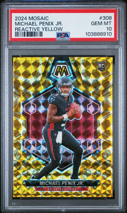 2024 Panini Mosaic #308 Michael Penix Jr. Reactive Yellow PSA 10