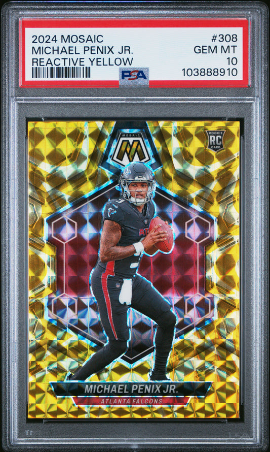 2024 Panini Mosaic #308 Michael Penix Jr. Reactive Yellow PSA 10