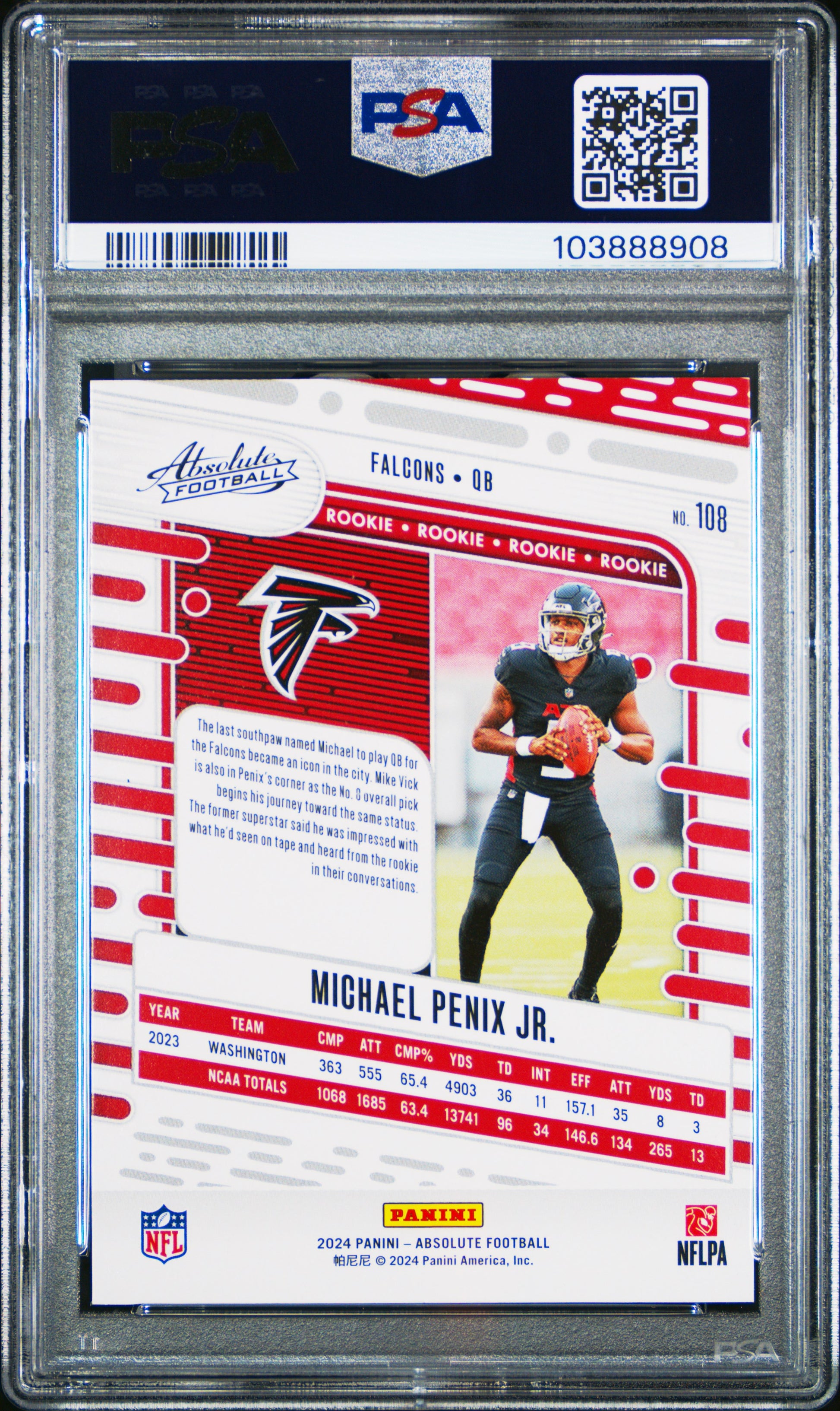 2024 Panini Absolute #108 Michael Penix Jr. PSA 10