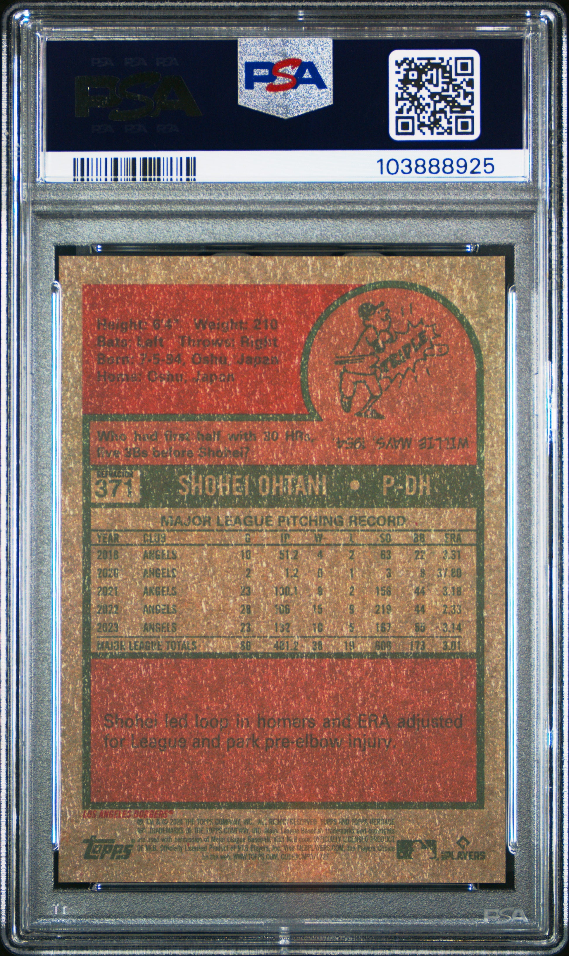 2024 Topps Heritage #371 Shohei Ohtani Chrome-Refractor PSA 10