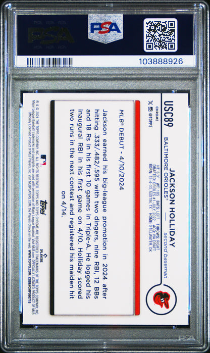 2024 Topps Chrome Update #USC89 Jackson Holliday Gold Mini Diamond Ref PSA 9