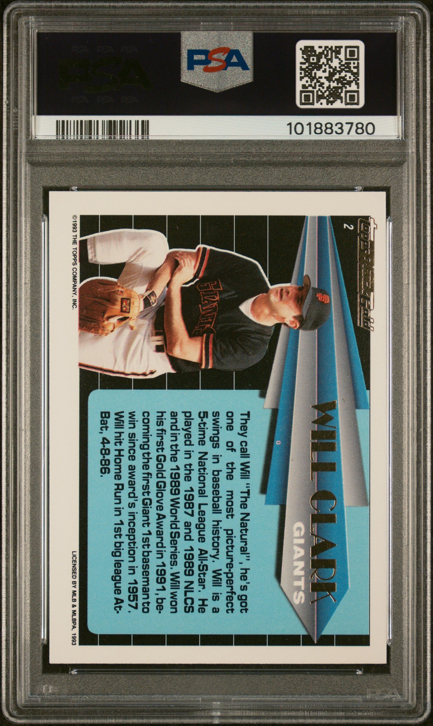 1993 Topps Black Gold #2 Will Clark PSA 8