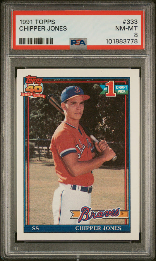 1991 Topps #333 Chipper Jones PSA 8