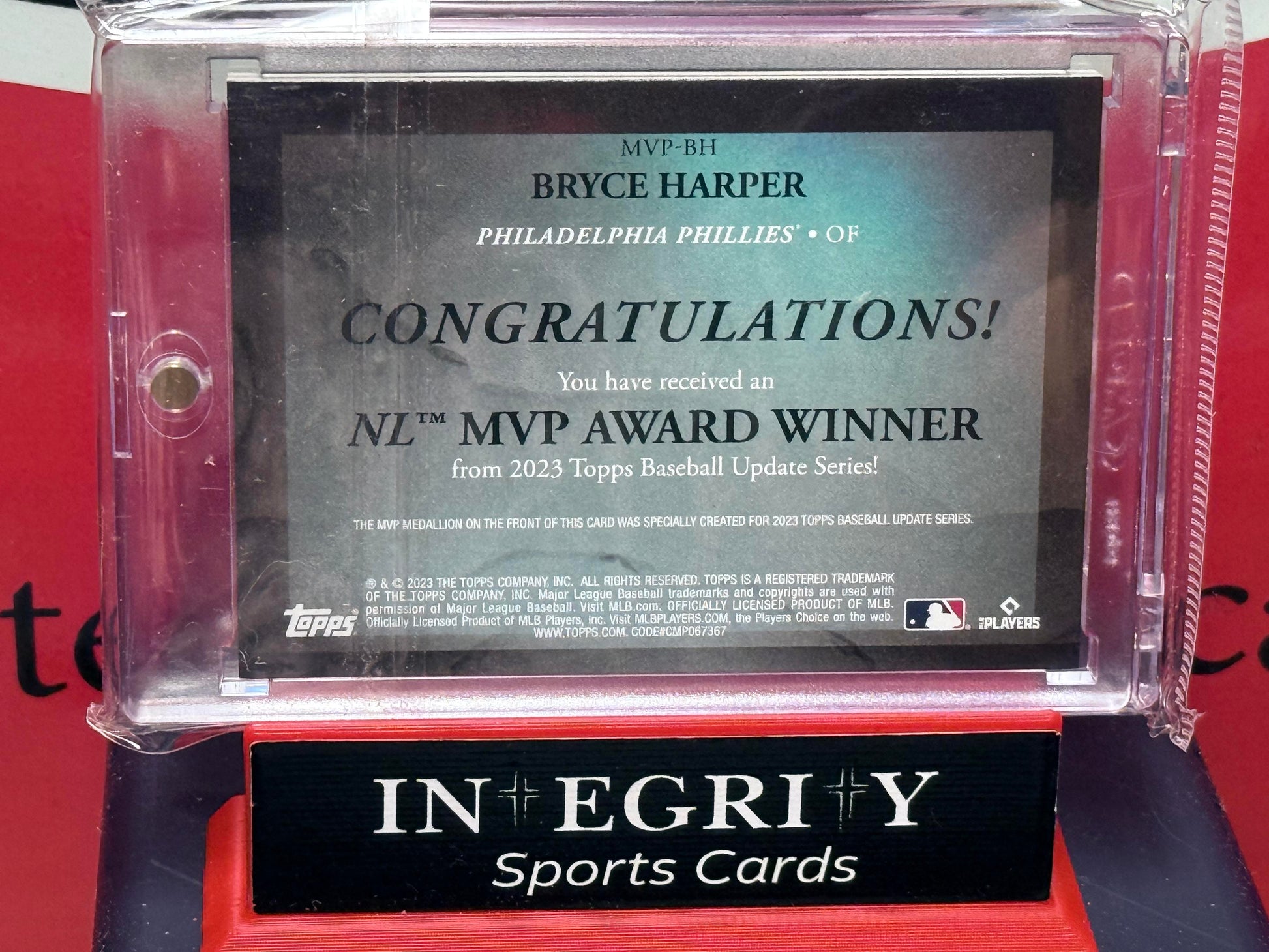 2023 Topps Update #MVP-BH Bryce Harper MVP Medallion