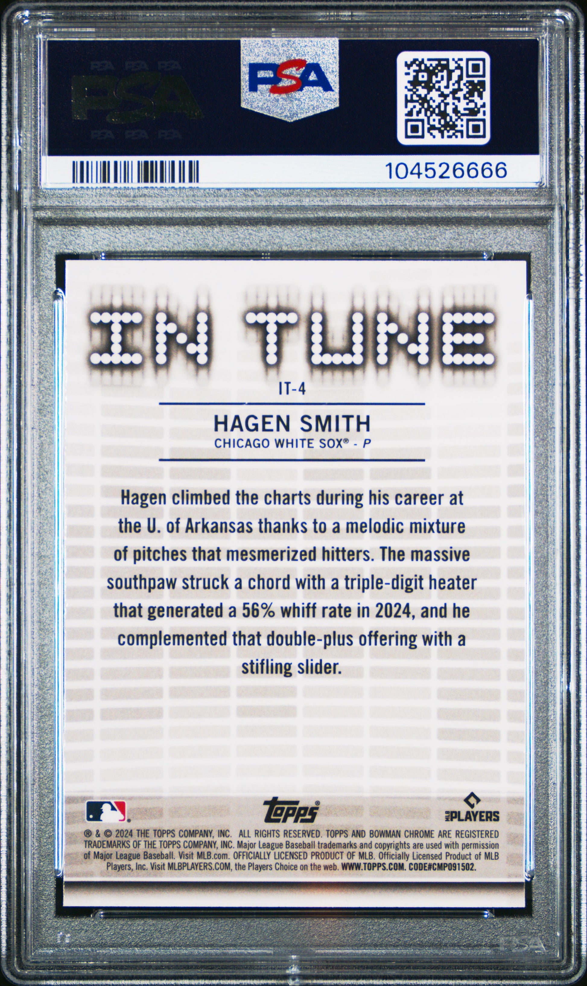 2024 Bowman Draft In Tune #IT4 Hagen Smith PSA 10