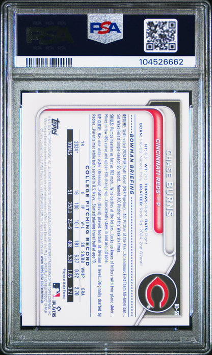 2024 Bowman Draft #BD55 Chase Burns PSA 10