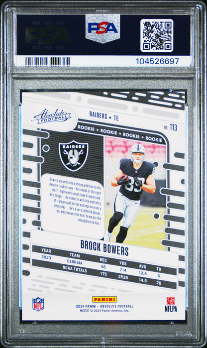 2024 Panini Absolute #113 Brock Bowers PSA 10