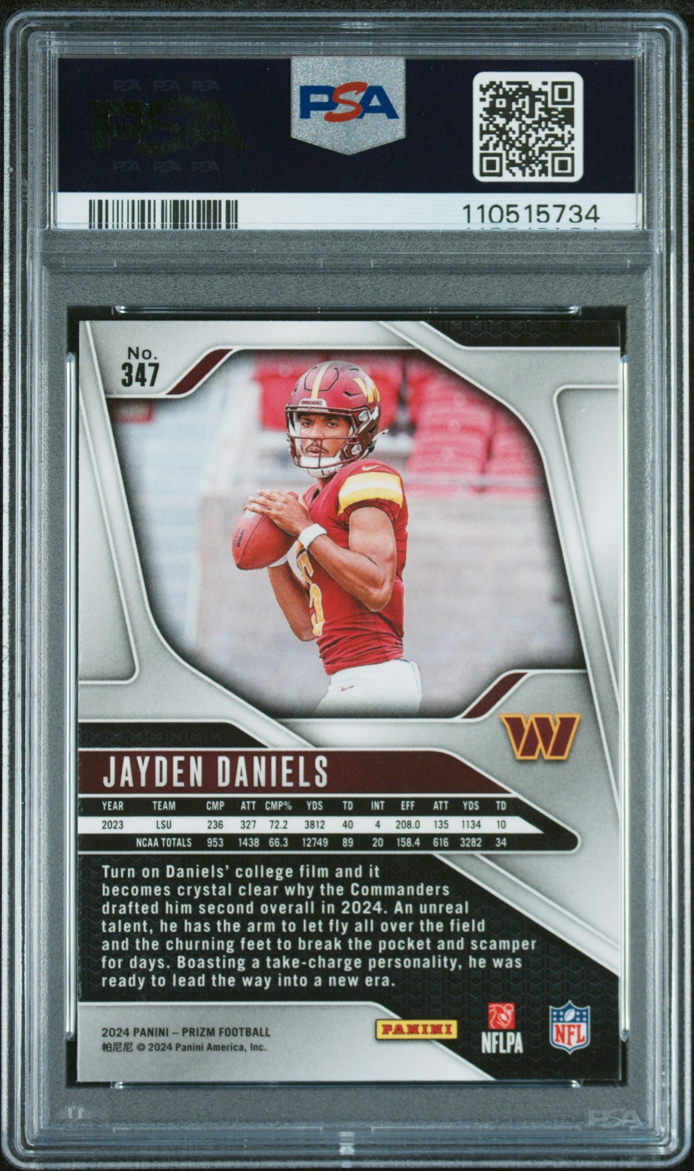2024 Panini Prizm #347 Jayden Daniels PSA 9