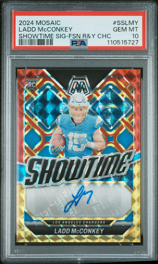 2024 Panini Mosaic Showtime Signatures #SSLMY Ladd Mcconkey Fsn R&Y Chc PSA 10
