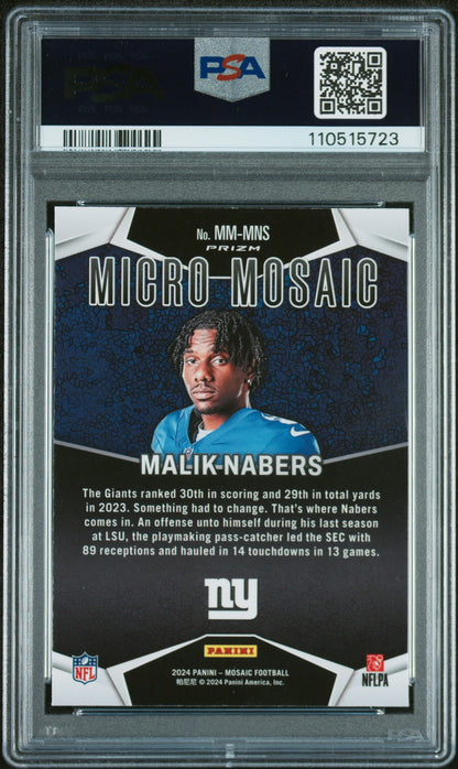 2024 Panini Mosaic Micro Mosaic #MMMNS Malik Nabers PSA 10