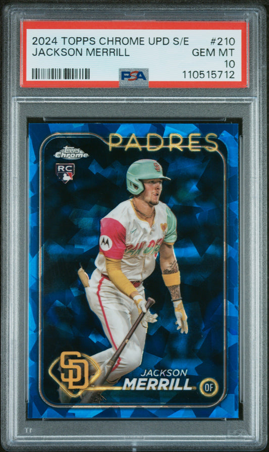 2024 Topps Chrome Sapphire Update Series #210 Jackson Merrill PSA 10