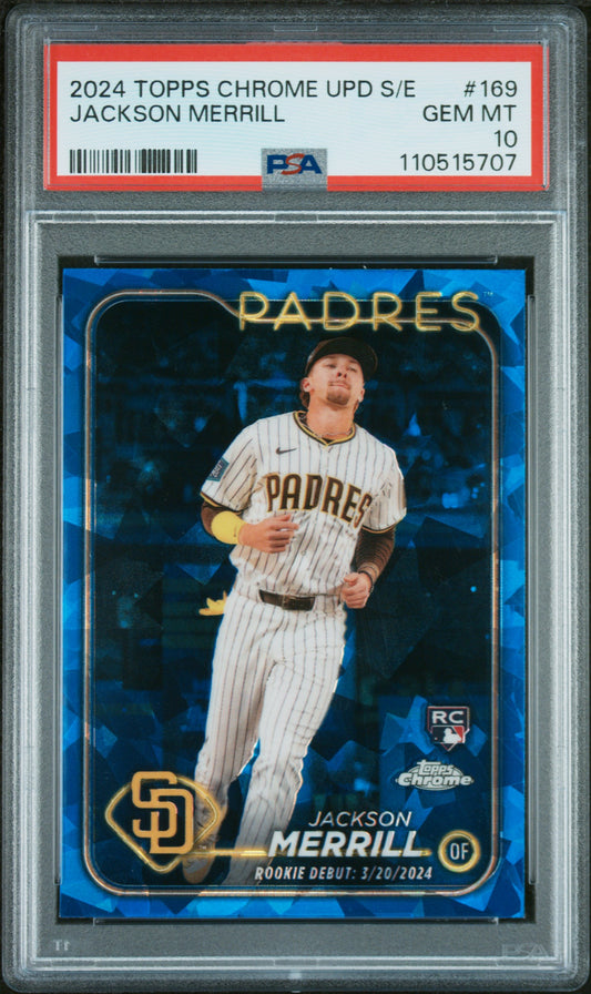 2024 Topps Chrome Sapphire Update Series #169 Jackson Merrill PSA 10