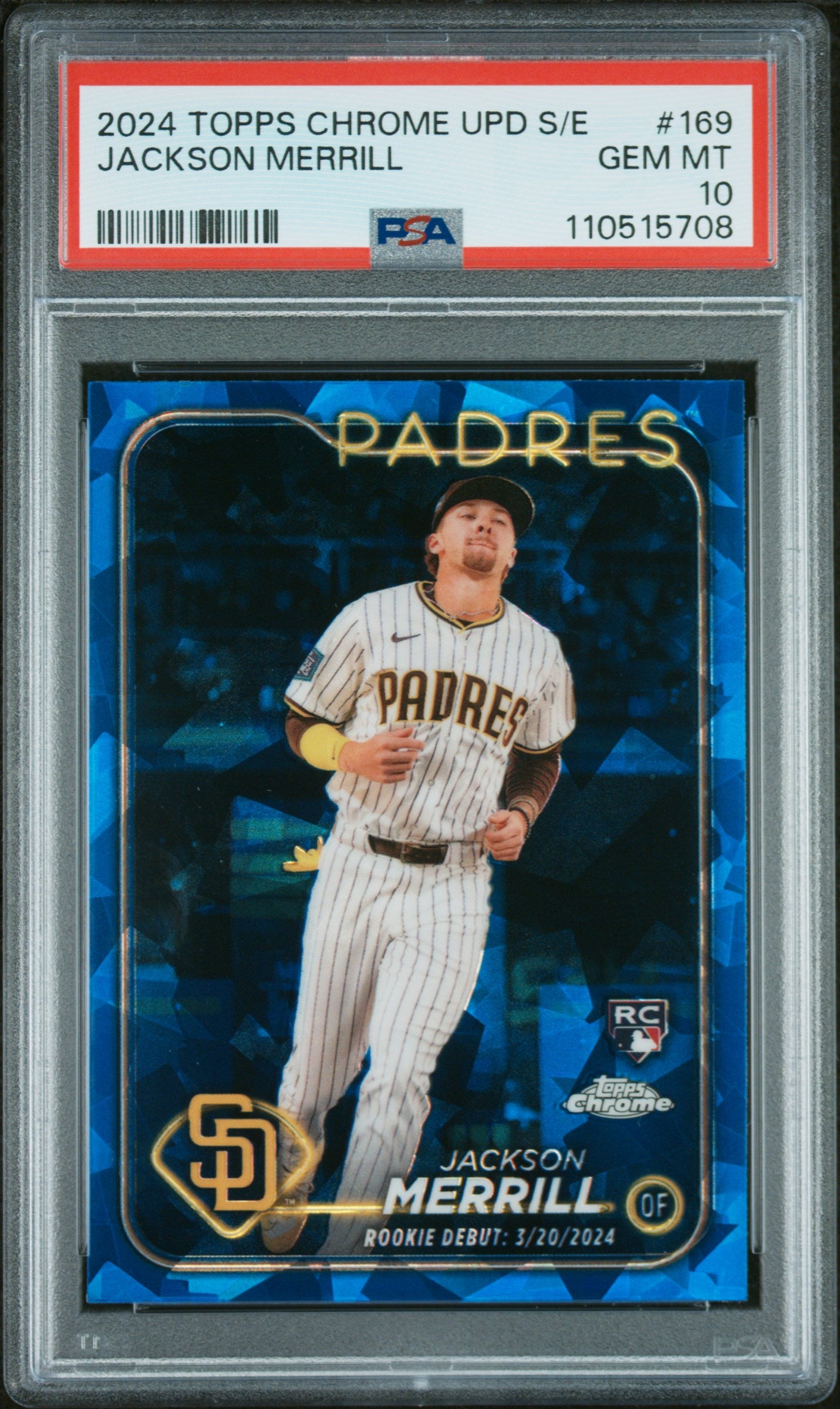 2024 Topps Chrome Sapphire Update Series #169 Jackson Merrill PSA 10