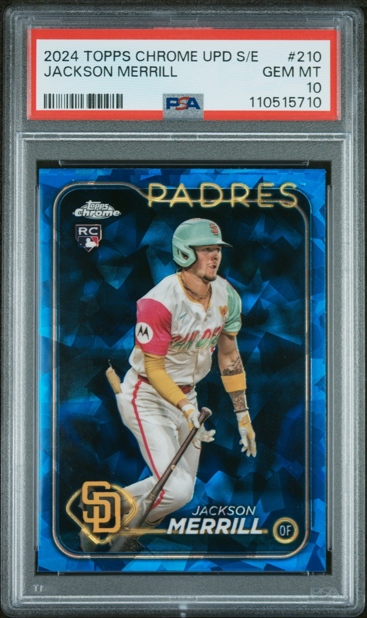 2024 Topps Chrome Sapphire Update Series #210 Jackson Merrill PSA 10