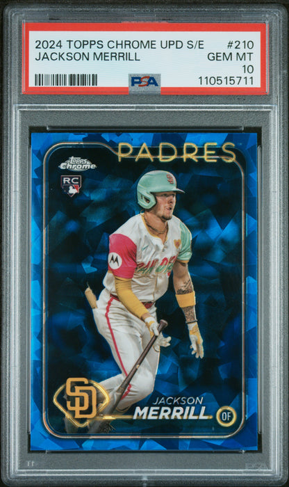 2024 Topps Chrome Sapphire Update Series #210 Jackson Merrill PSA 10