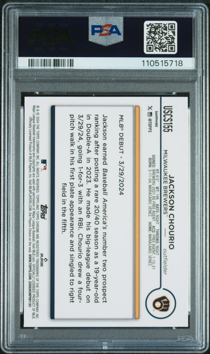 2024 Topps Chrome Sapphire Update Series #155 Jackson Chourio PSA 10