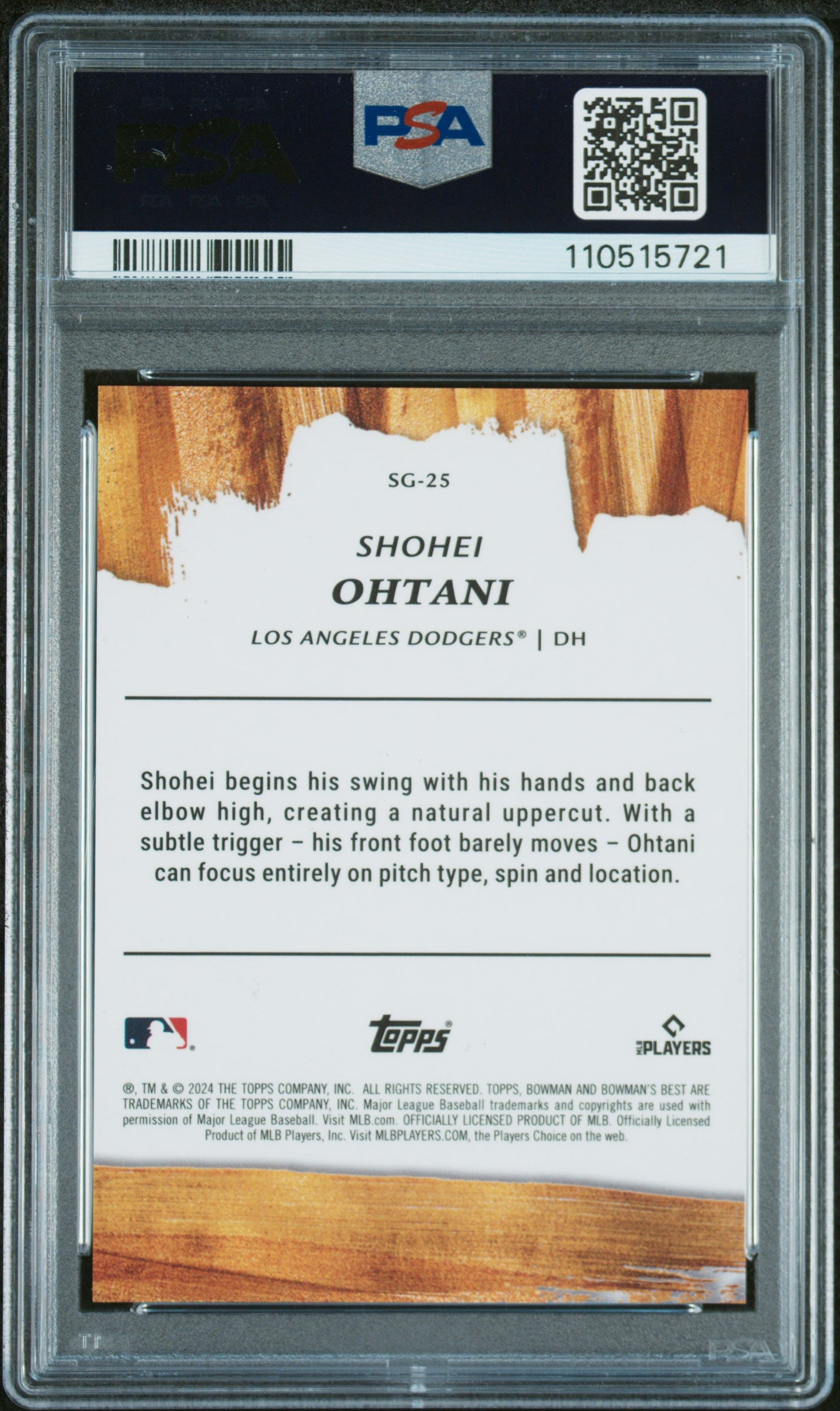 2024 Bowman'S Best Strokes Of Gold #SG25 Shohei Ohtani PSA 10