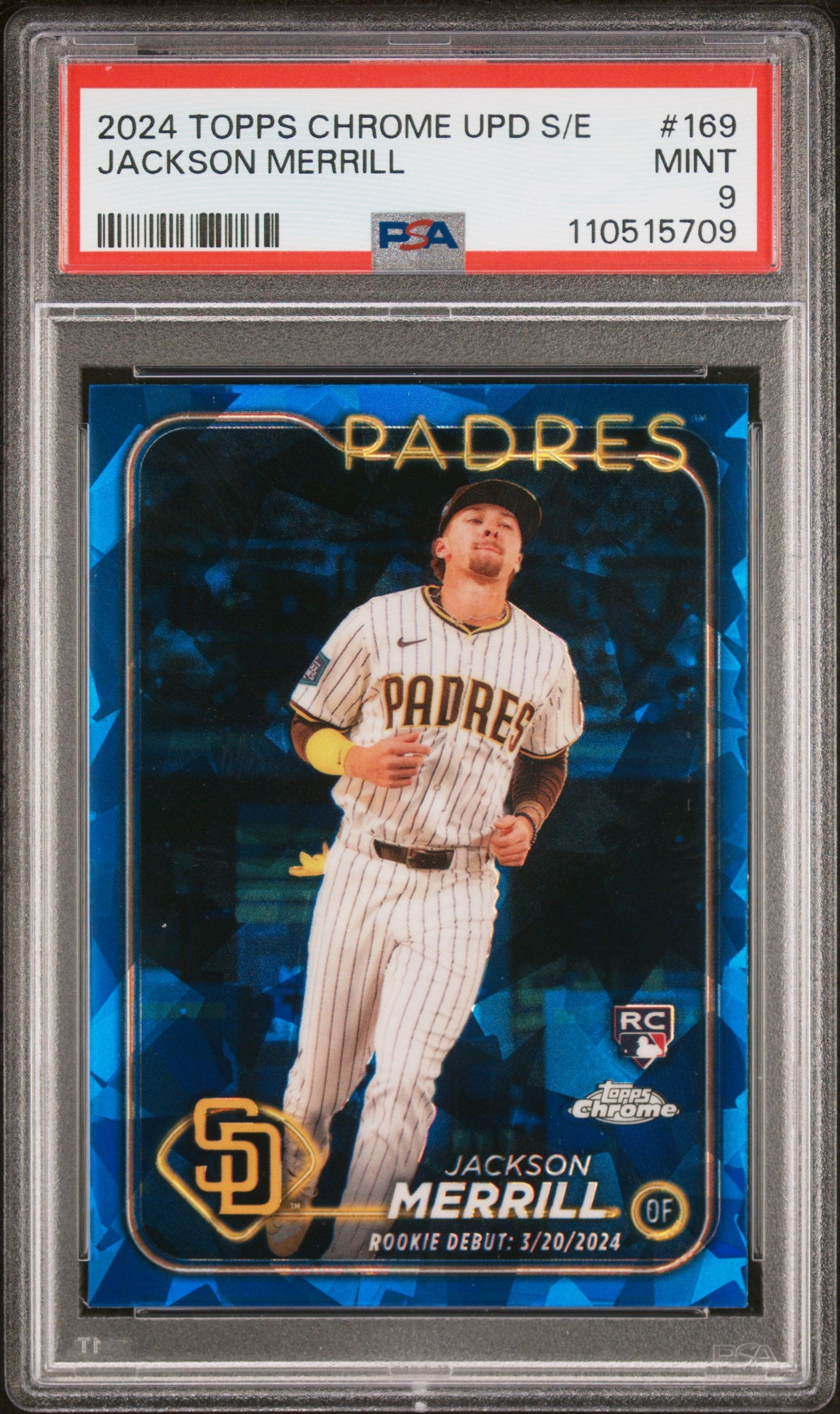 2024 Topps Chrome Sapphire Update Series #169 Jackson Merrill PSA 9