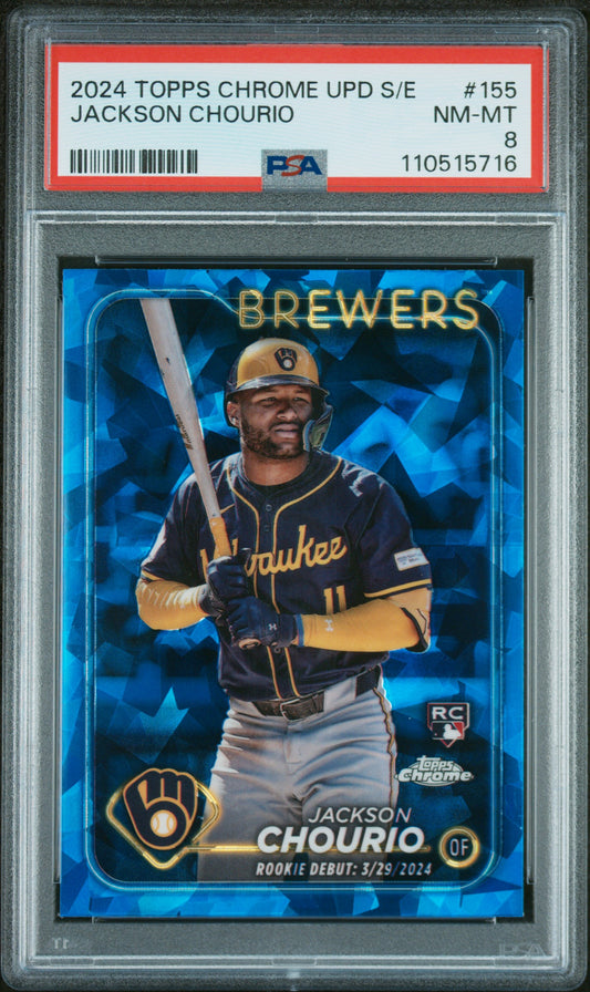 2024 Topps Chrome Sapphire Update Series #155 Jackson Chourio PSA 8