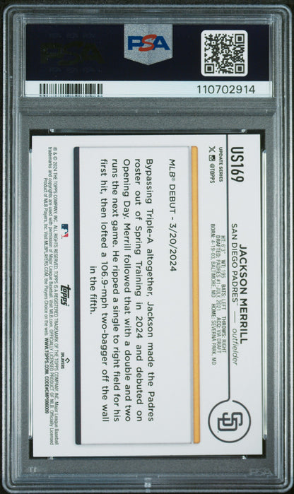 2024 Topps Update #US169 Jackson Merrill PSA 9