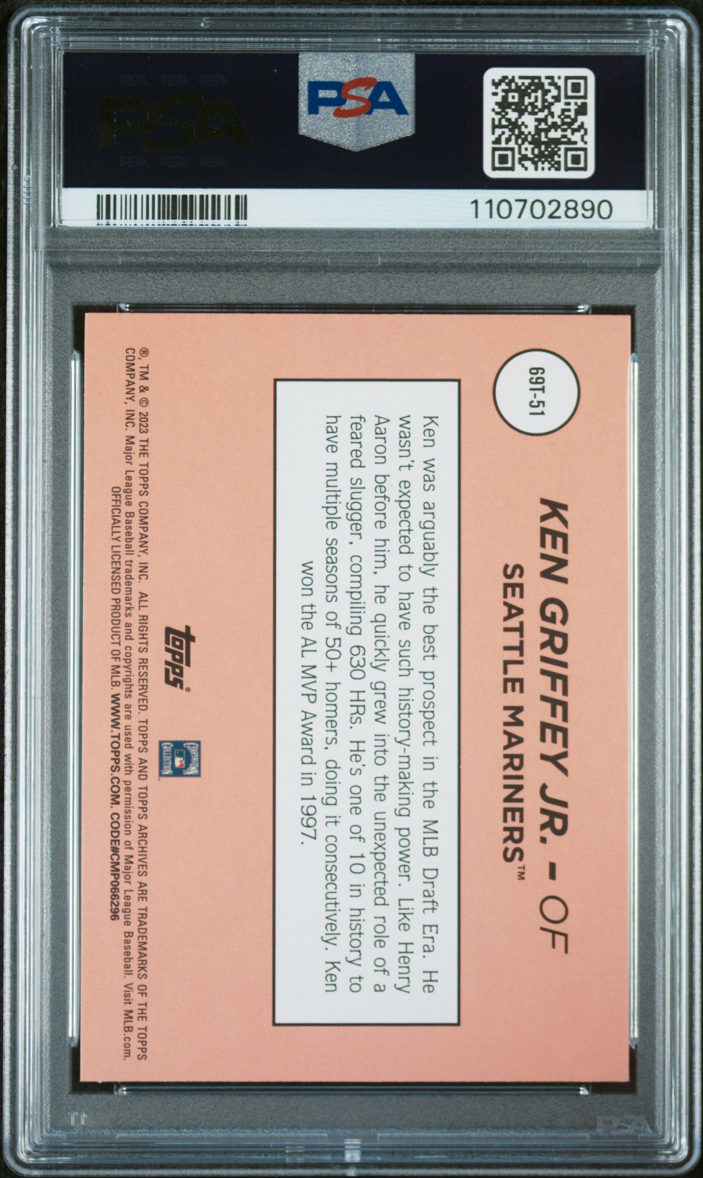 2023 Topps Archives 1969 Topps #69T51 Ken Griffey Jr. PSA 9