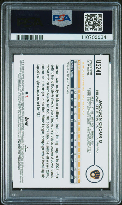 2024 Topps Update #US240 Jackson Chourio PSA 9
