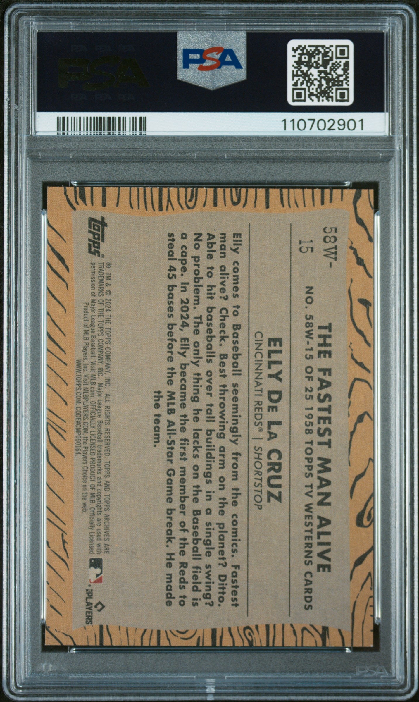 2024 Topps Archives 1958 Topps Tv Westerns SSP #58W15 Elly De La Cruz PSA 9